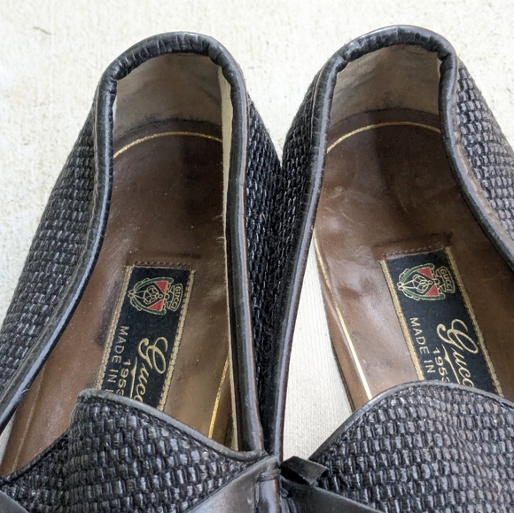 Gucci Horsebit Loafers Black Leather Woven Men 9.5 Snaffle main image 9